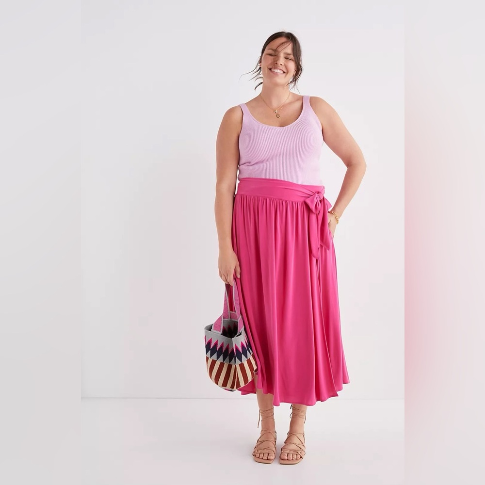 Anthropologie Pink Midi Skirt